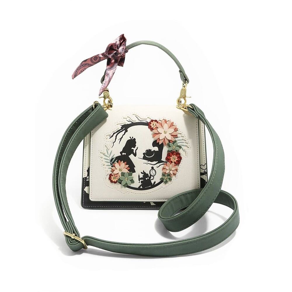 Loungefly Disney Alice in Wonderland Floral Shoulder Hand Bag Purse Silhouettes